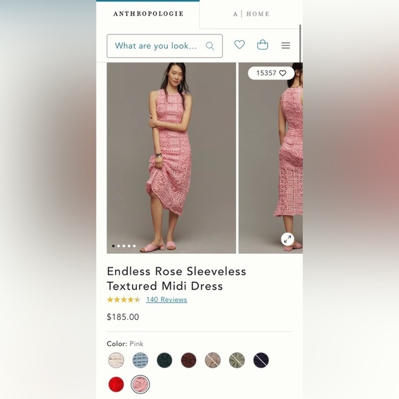 NWT Anthropologie Endless Rose Textured Sleeveless Women’s Maxi Pink Dress Small - Picture 6 of 9